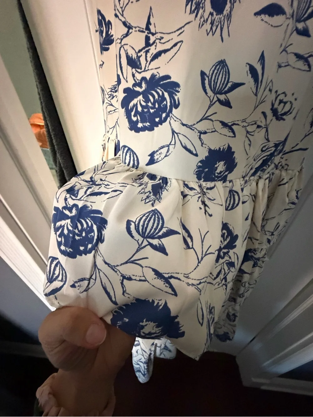 Abercrombie & Fitch Cream Maxi Dress with Blue Floral Print